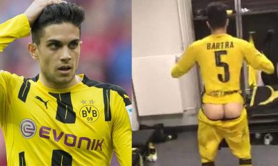 spanish footballer Marc Bartra showing off ass in locker room