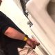 man with big thick dick caught peeing at a urinal